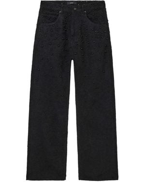 Purple Brand Textured Pearl-Embellished Jeans - Black