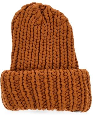 DSquared² Chunky-Knit Turn-Up Beanie Hat - Brown