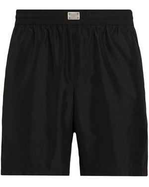 Dolce & Gabbana Badeshorts Mit Logo-Schild - Schwarz