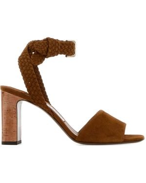 Jimmy Choo Rori Braided Buckle Suede Sandals - Brown