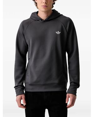 adidas Logo-Print Raglan-Sleeve Hoodie - Black