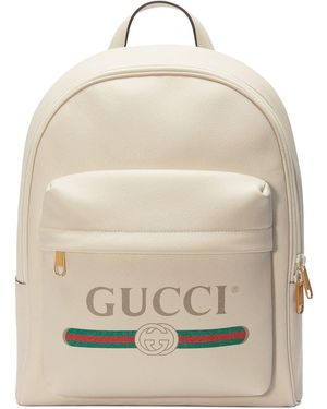 Gucci Print Leather Backpack - White