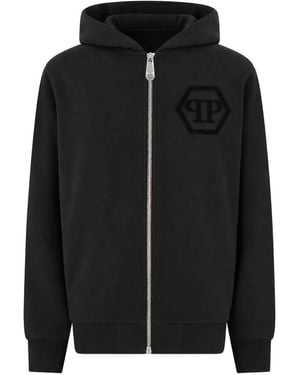 Philipp Plein Zip Hoodie Hexagon - Black