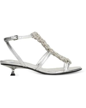 Marc Ellis Crystal-Embellished Metallic-Finish Sandals - White