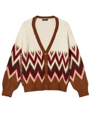 Twinset Jacquard Cardigan With Sequins - Red