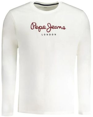 Pepe Jeans Logo-Print Long-Sleeved T-Shirt - White