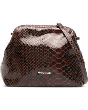 Marc Ellis Arlena M Snake-Effect Clutch Bag - Brown
