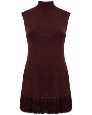 Clea Tiama Fringe-Hem Sleeveless Knit Top - Paars