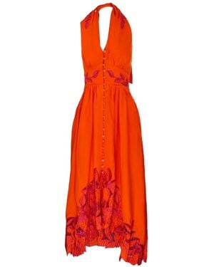 FARM Rio Embroidered Halterneck Dress