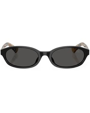 Burberry Check Oval-Frame Sunglasses - Black