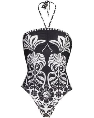 FARM Rio Floral-Print Swimsuit - Black