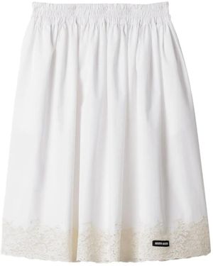 Miu Miu Jupe En Popeline - Blanc