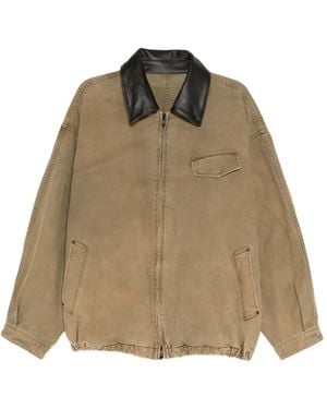 Ssstein Contrast-Collar Jacket - Natural