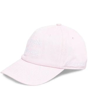 Sporty & Rich Health Is Wealth Embroidered-Slogan Baseball Cap - Pink