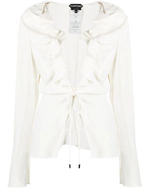 Tom Ford V-Neck Ruffled Blouse - White