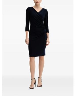 Joseph Ribkoff V-Neck Ruched Midi Dress - Black