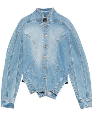 Mugler Chaqueta Vaquera Con Cierre De Botón - Azul