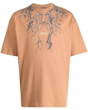 Phobia Lightning-Print Cotton T-Shirt - Natural