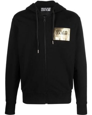 Versace Jeans Couture Logo-Print Zipped Hoodie - Black