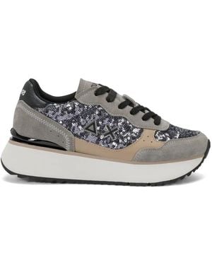 Sun 68 Big Ally Sequin-Embellished Platform Trainers - White