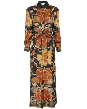 Pierre Louis Mascia Graphic-Print Maxi Dress - Metallic