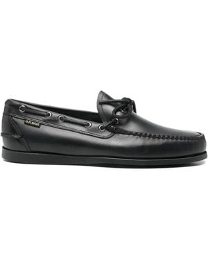 G.H. Bass & Co. Laced Leather Boat Shoes - Black