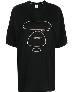 Aape By A Bathing Ape Moonface Graphic-Print T-Shirt - Black