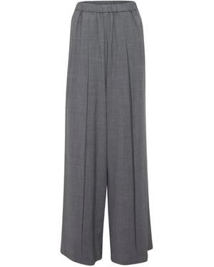 Enfold Box-Pleated Wide-Leg Trousers - Grey