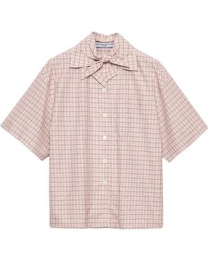 Prada Madras Stoffen Bowlingshirt - Roze