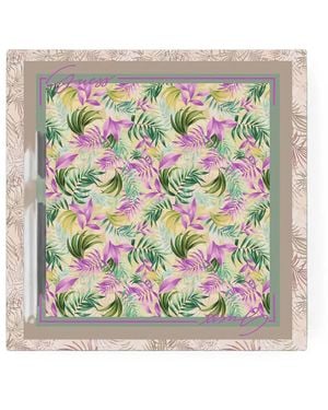 Guess Bianca Tropical-Print Scarf - Gray