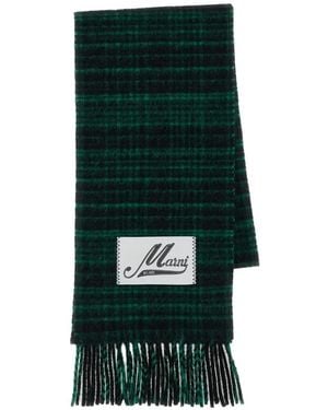 Marni Écharpe Frangée À Carreaux - Vert