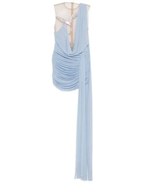 David Koma Draped Crystal-Embellished Mini Dress - Blue