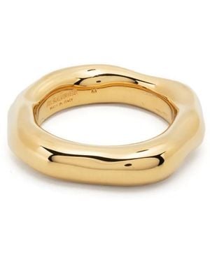 Jil Sander Engraved-Logo Band Ring - Metallic