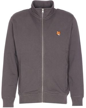 Maison Kitsuné Felpa Fox Head Con Zip - Grigio