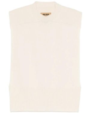 Uma Wang Ribbed-Knit Sleeveless Top - White