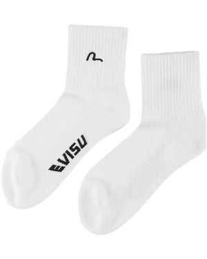 Evisu Seagull-Embroidered Logo-Print Socks - White