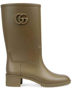 Gucci Damen-Gummistiefel Mit Doppel G - Grün