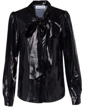 Self-Portrait Bow-Detail Blouse - Black