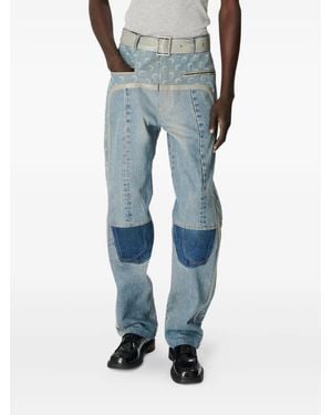 Marine Serre Belted Baggy Jeans - Blue