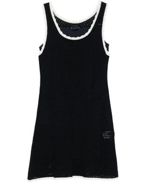 Juun.J Crochet-Knit Scalloped-Trim Dress - Black