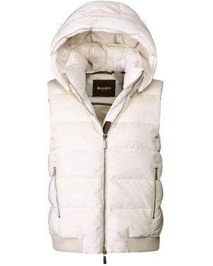 Moorer Chaleco Layre-Lovo de pana con capucha - Blanco