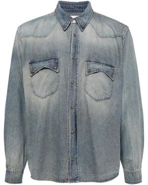 Rhude Faded-Effect Denim Shirt - Blue