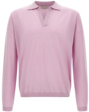 LARMERI STUDIO Touch Poloshirt Mit V-Ausschnitt - Pink