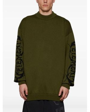 Vetements Logo-Sleeve Sweater - Green