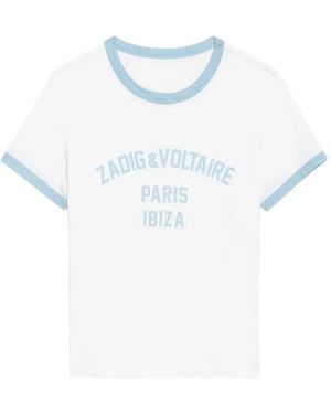 Zadig & Voltaire Woos Logo-Print Ringer T-Shirt - Blue
