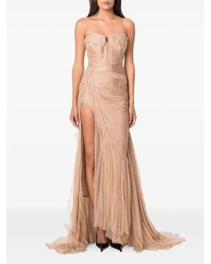 NORINA ST Viva Distressed-Effect Ruched Gown - Natural