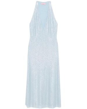 Twentyfourhaitch Sequin-Embellished Halterneck Midi Dress - White