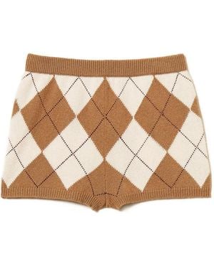 Twinset Diamond-Pattern Shorts - Brown