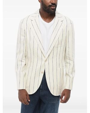 Brunello Cucinelli Blazer Boutonné À Fines Rayures - Natural