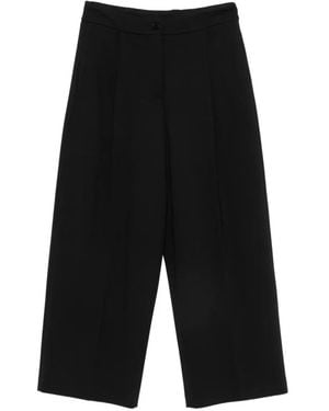 Liviana Conti Pleated Wide-Leg Trousers - Black
